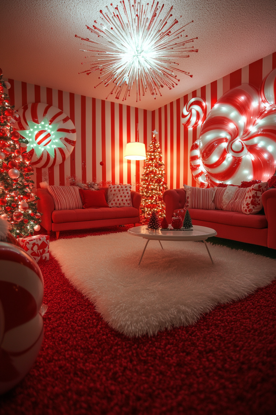 Peppermint Twist Living Room: Festive Holiday Decor Inspiration