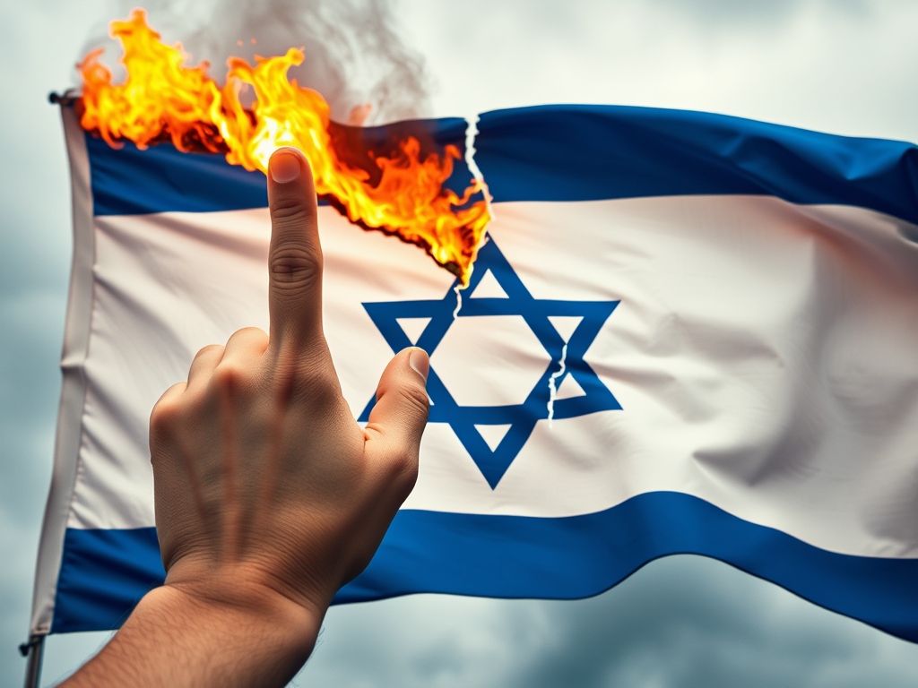 Person Disrespectfully Burns the Israeli Flag