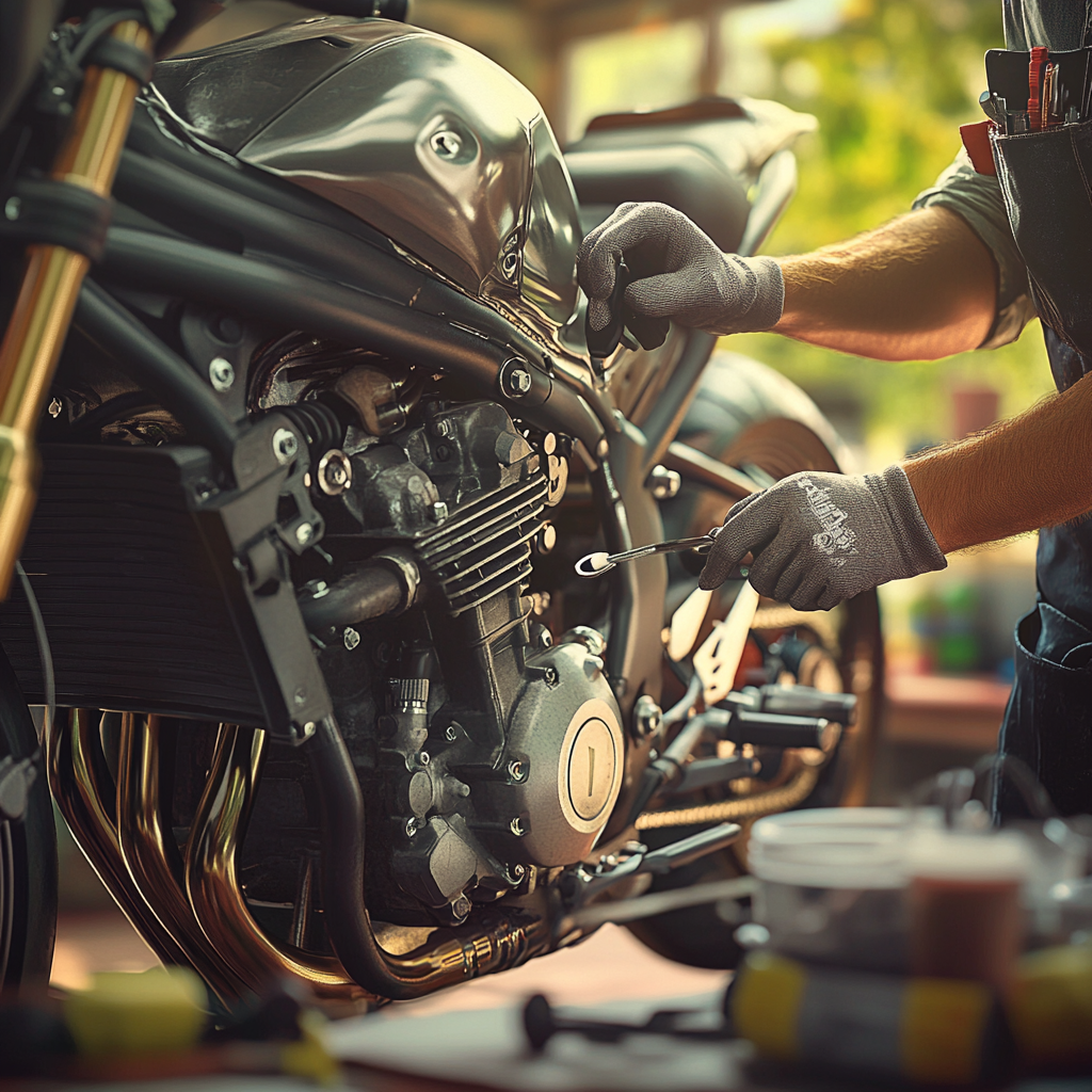 Person in Netherlands prepares European motorcycle for summer.