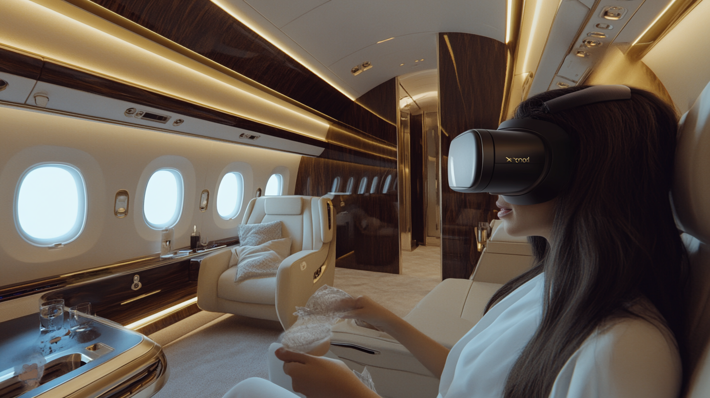 Person in VR goggles seeing VIP custom aircraft design