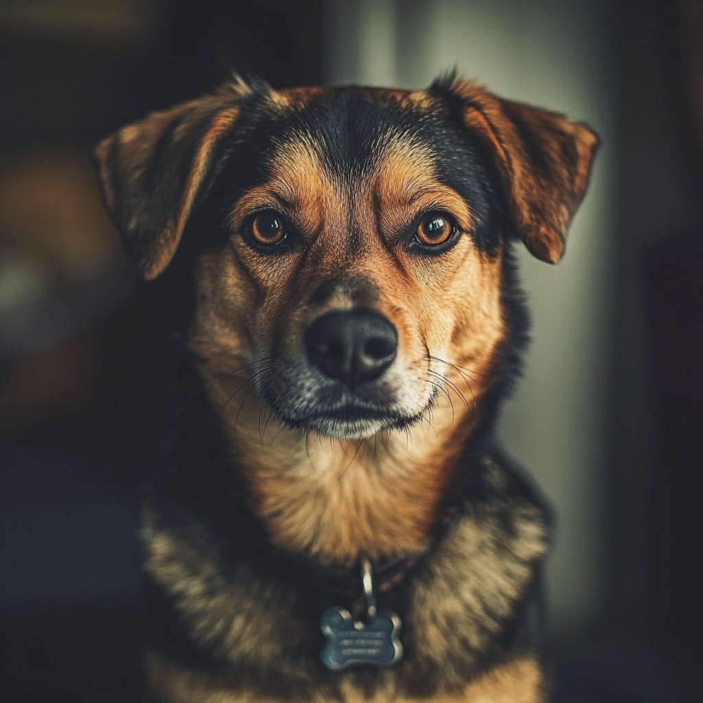 Photo of dog with Sony camera, blurred background, off-center.