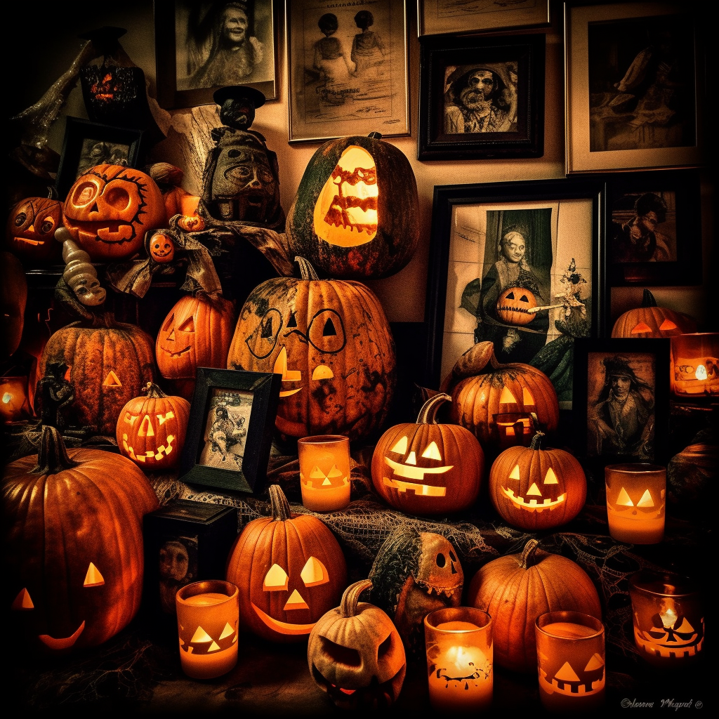 Photography style of Halloween clipart inspired by Leibovitz.