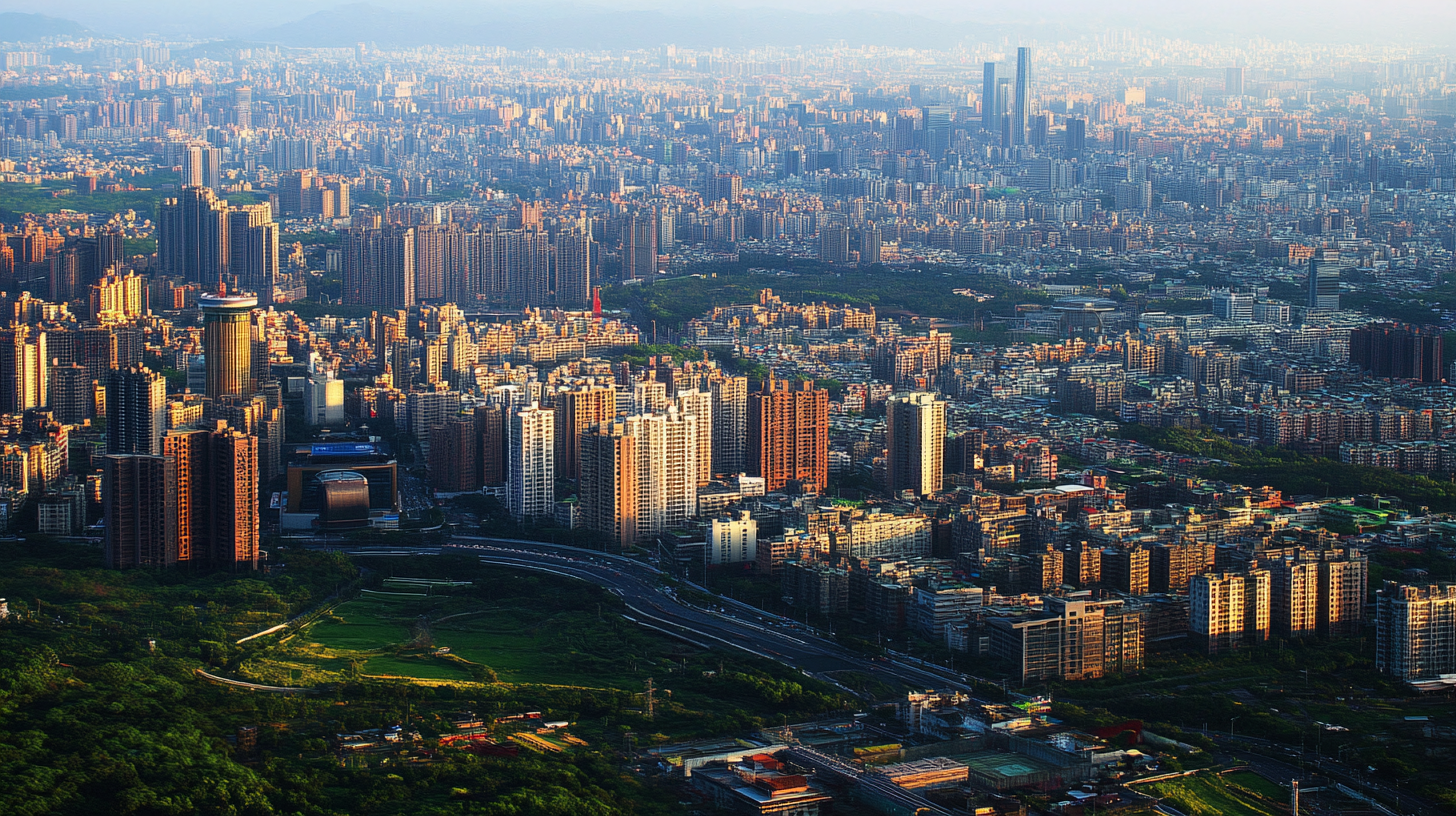 Photos of Taipei City show urban density contrast.