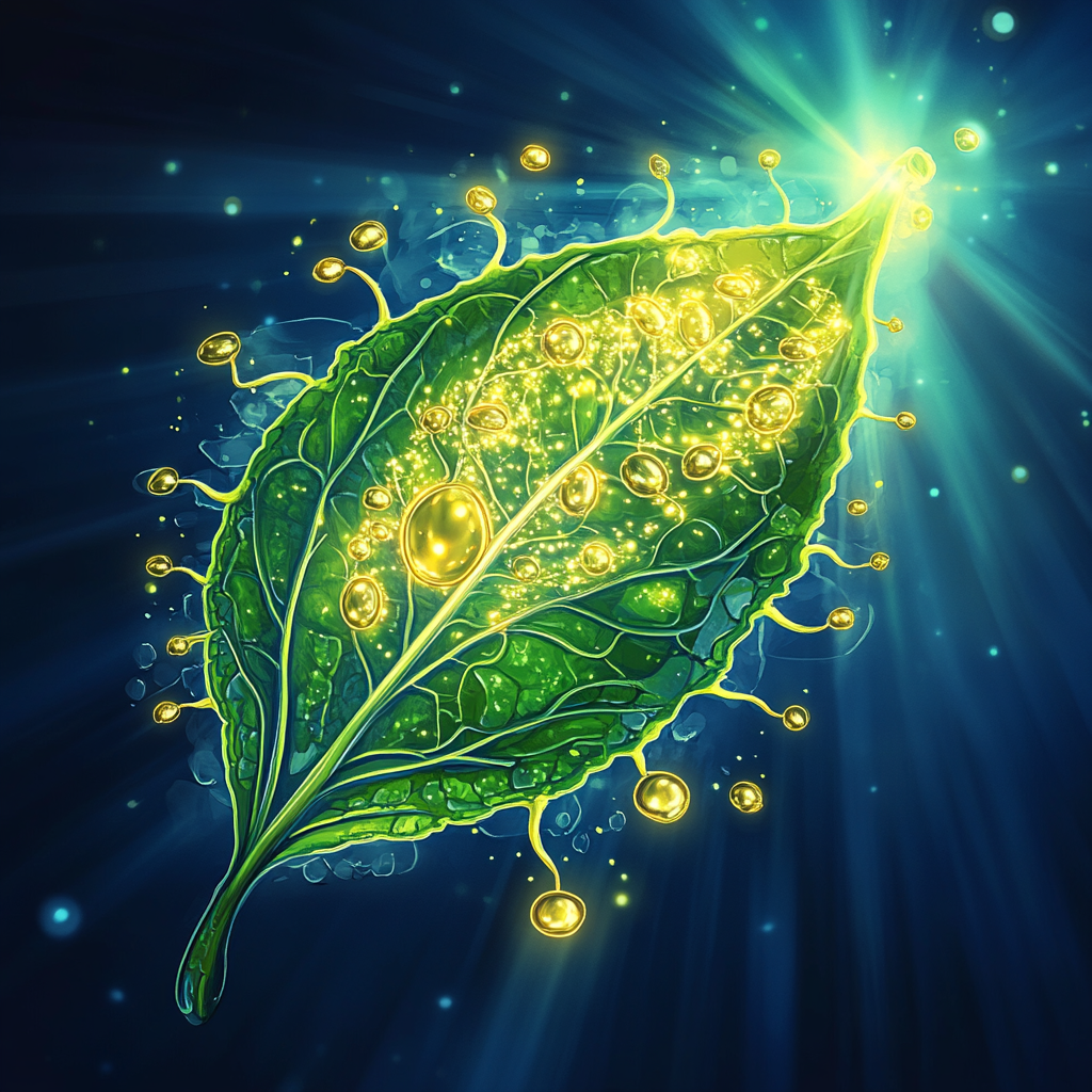 Photosynthesis Process in a Vibrant Green Leaf