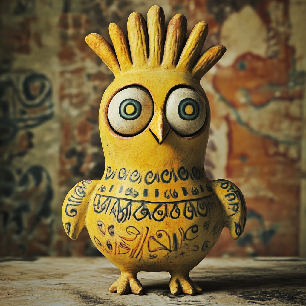 Picturesque Peruvian empanada sculpture with chicken pottery