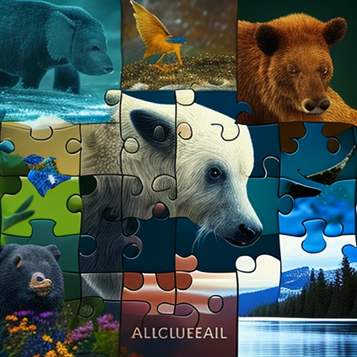 PiecefulMomentsArt store banner with jigsaw puzzles of animals, nature, landscapes