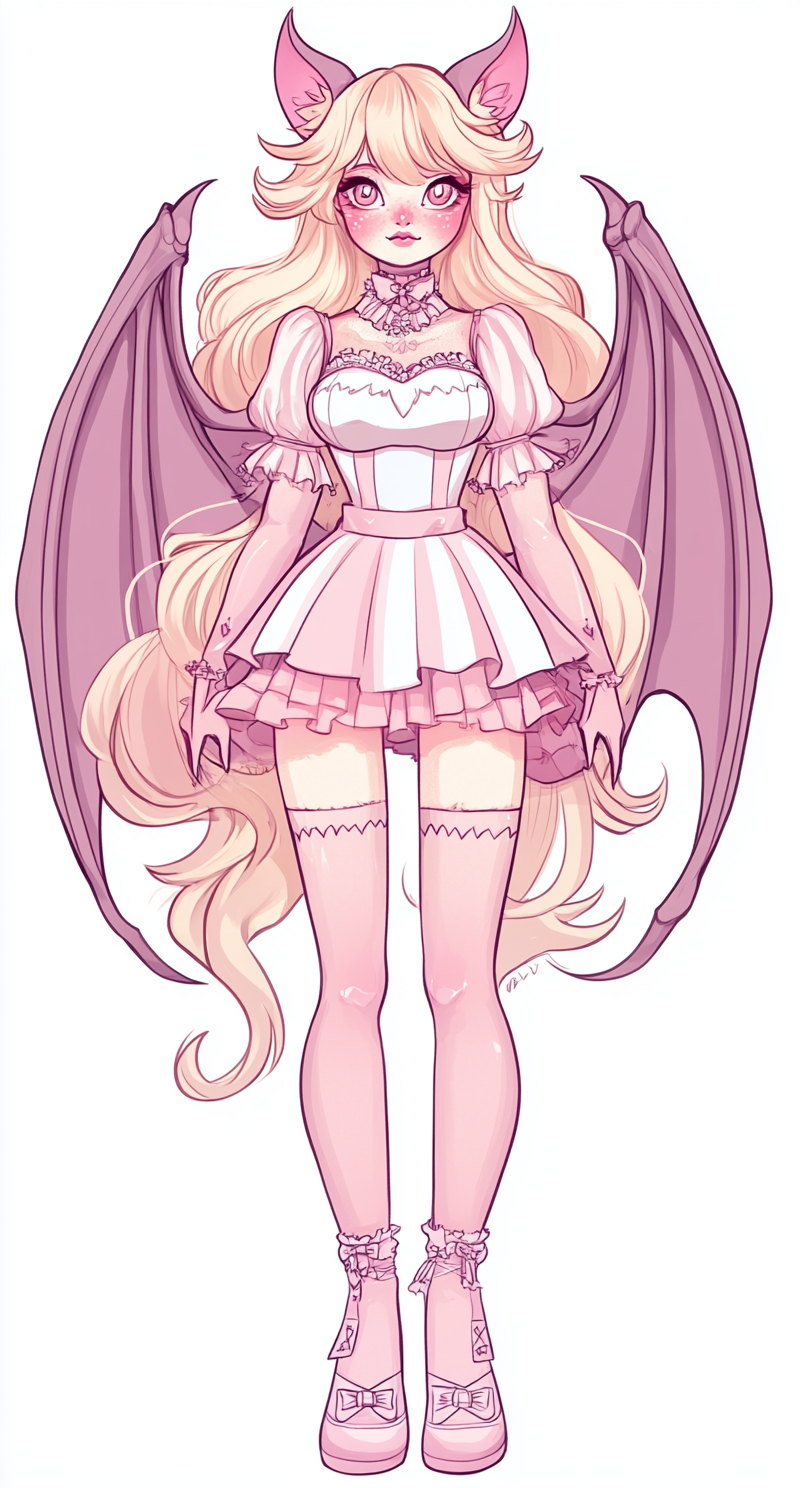 Pink Bat-Girl Vivziepop Style Pastel Outfit