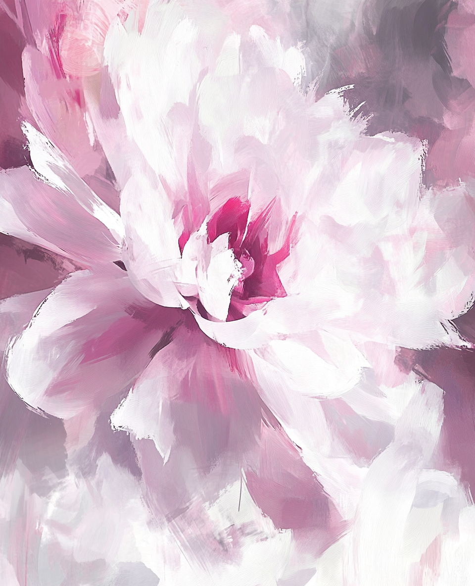 Pink and White Dahlia in Painterly Style