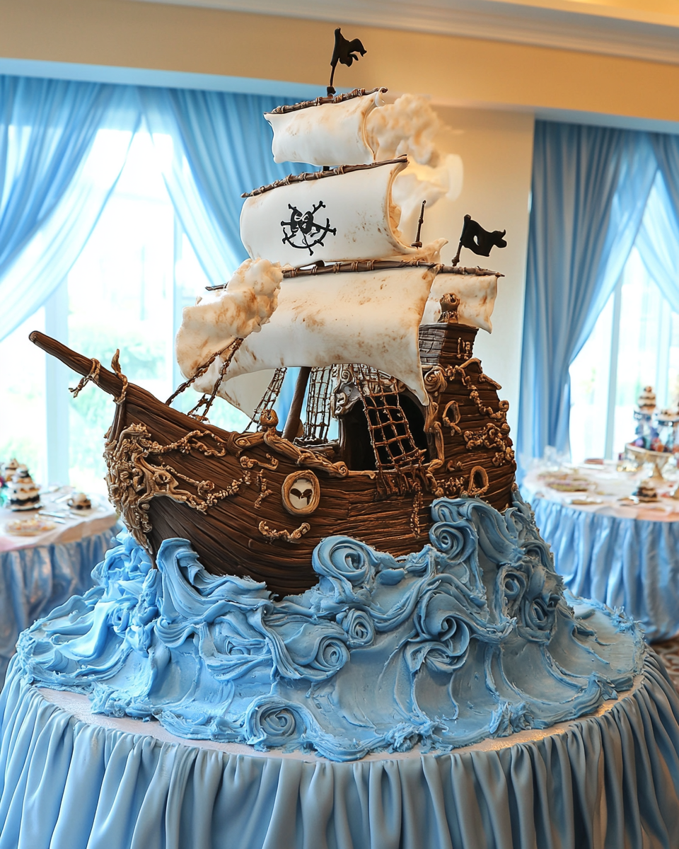 Pirate Ship Cake on Sea