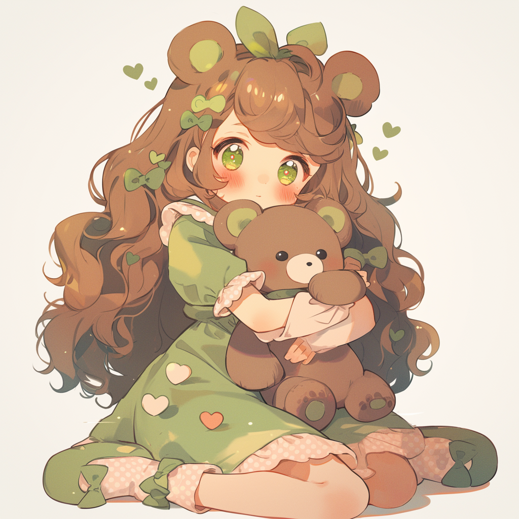 Pixar character is woman with bear, cute clothes.