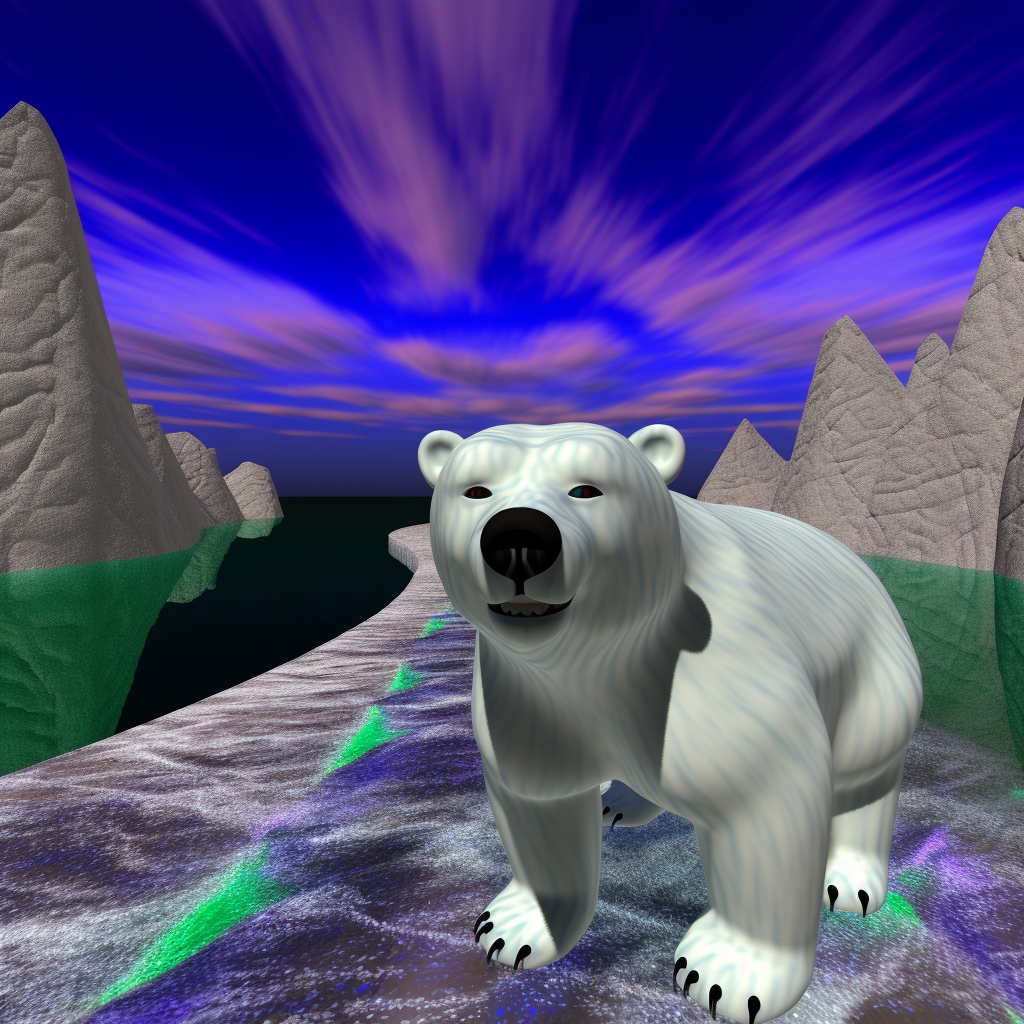 Pixelated glitchart of polar bear, radioactive dreams screencapture.