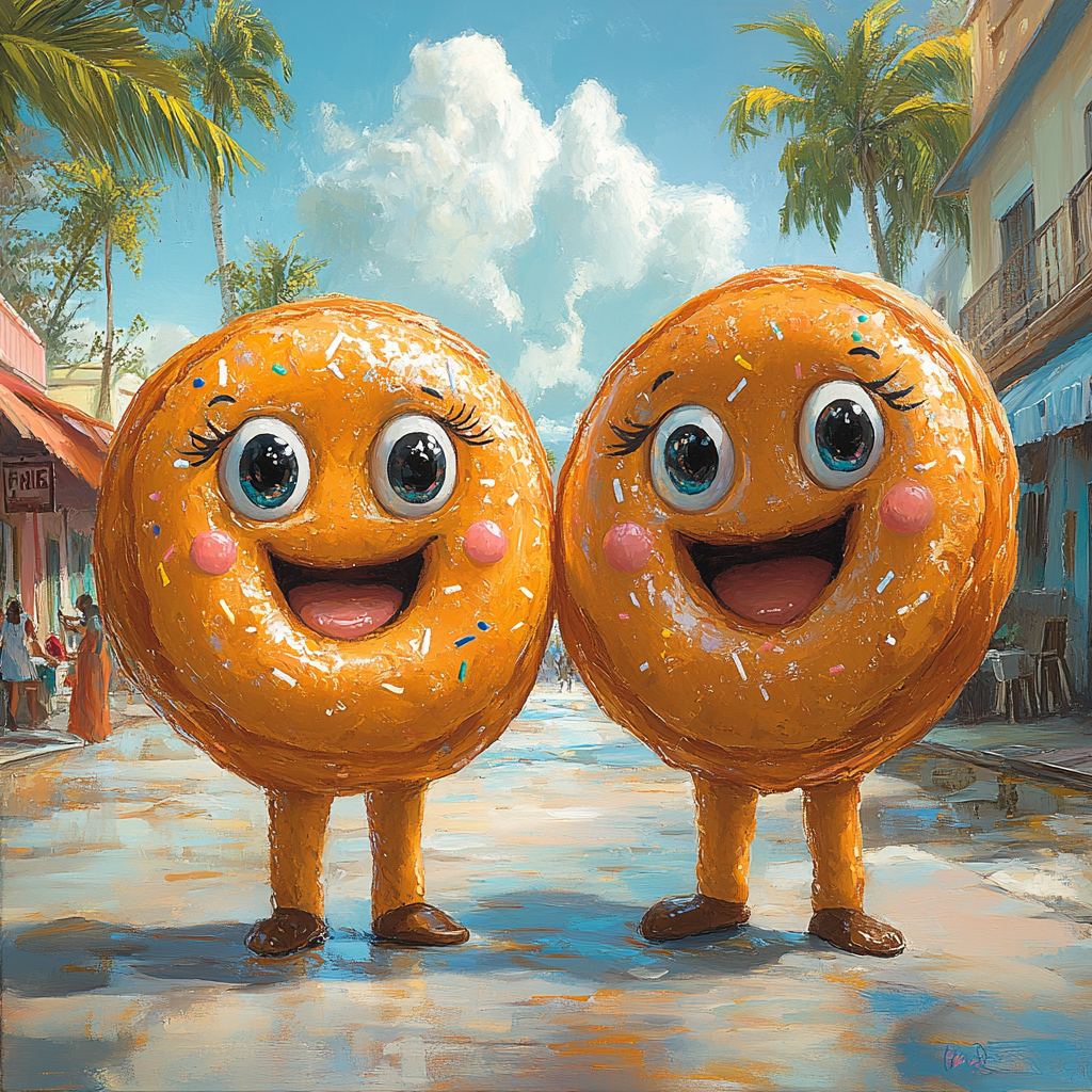 Playful Donut People Enjoying Jamaican Island Paradise