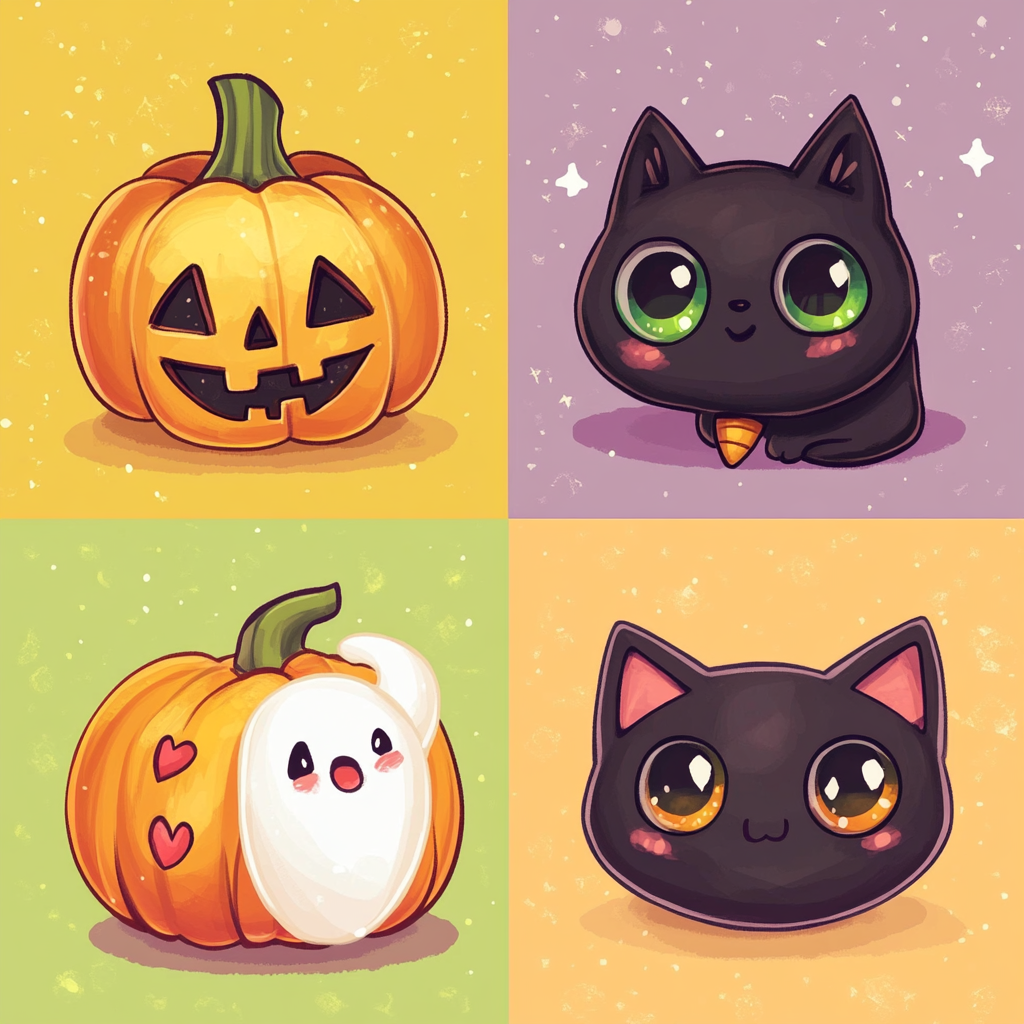 Playful Halloween Characters in Soft Pastels