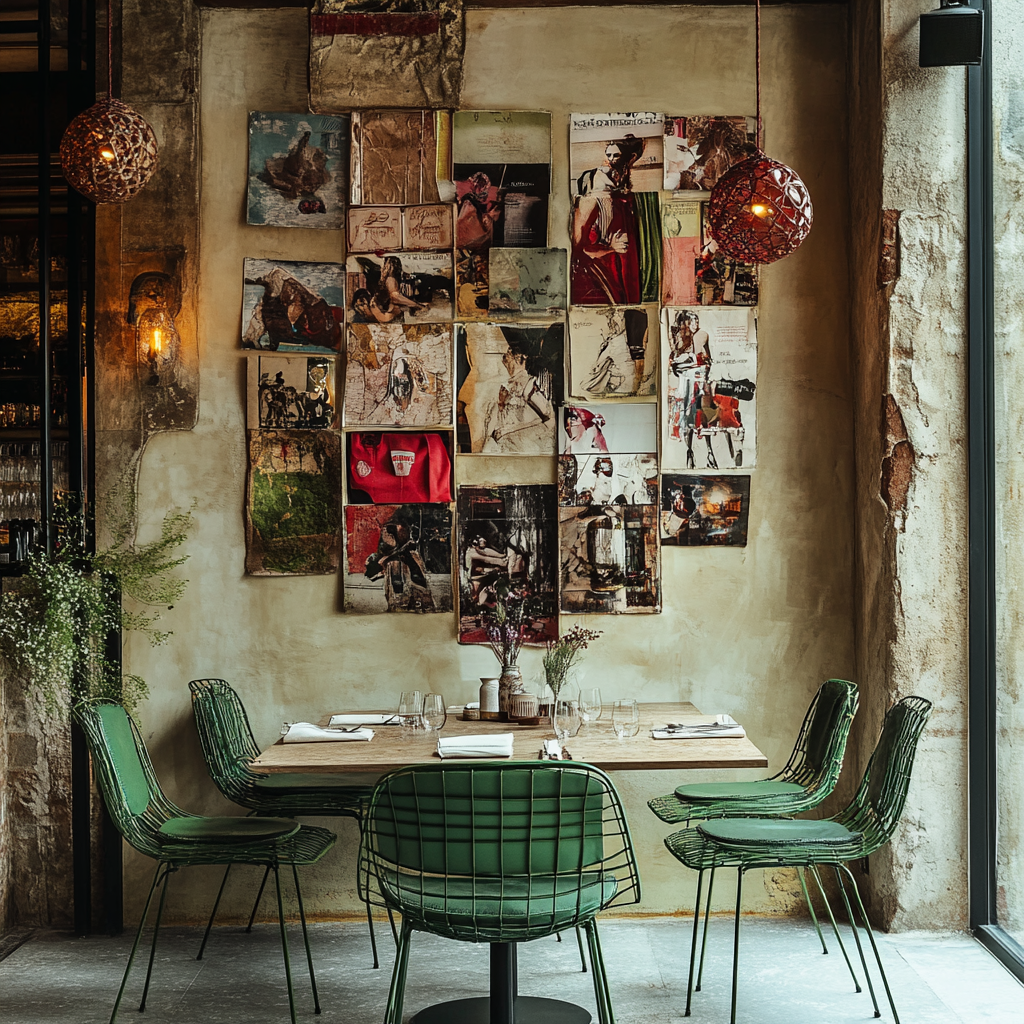 Playful Parisian charm in restaurant with chic design.