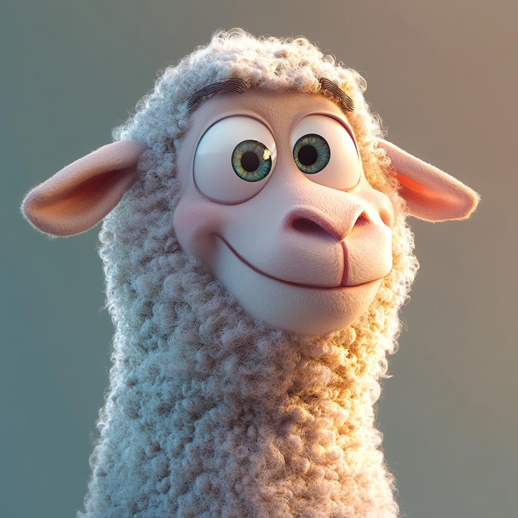 Playful Sheep Portrait with Vibrant Colors