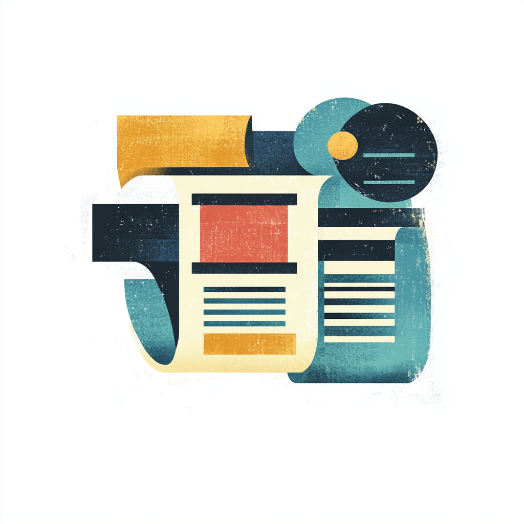 Playful news icon with vibrant colors and textures