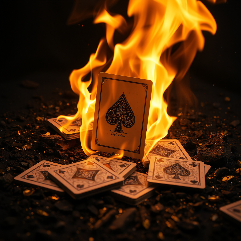 Playing Cards Emblazoned with Flames