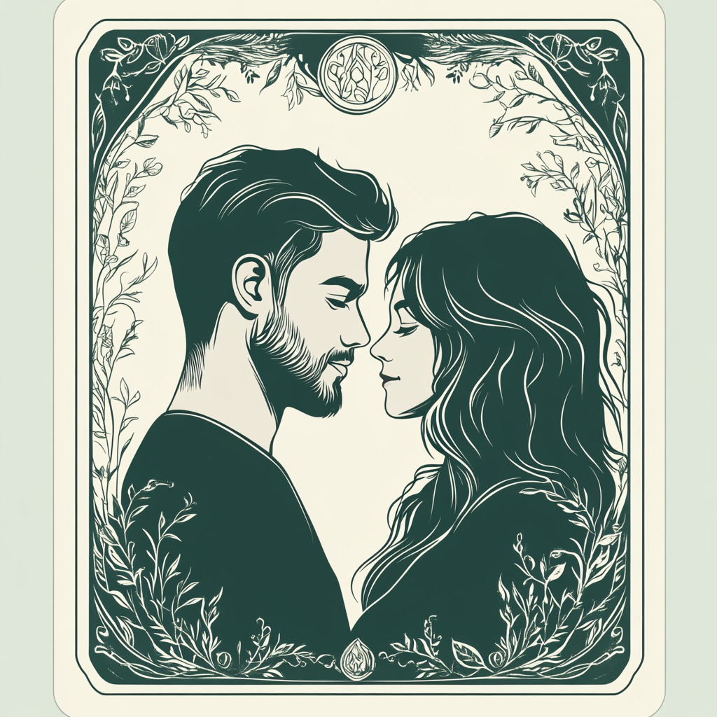 Playing card design with couple in love profile.