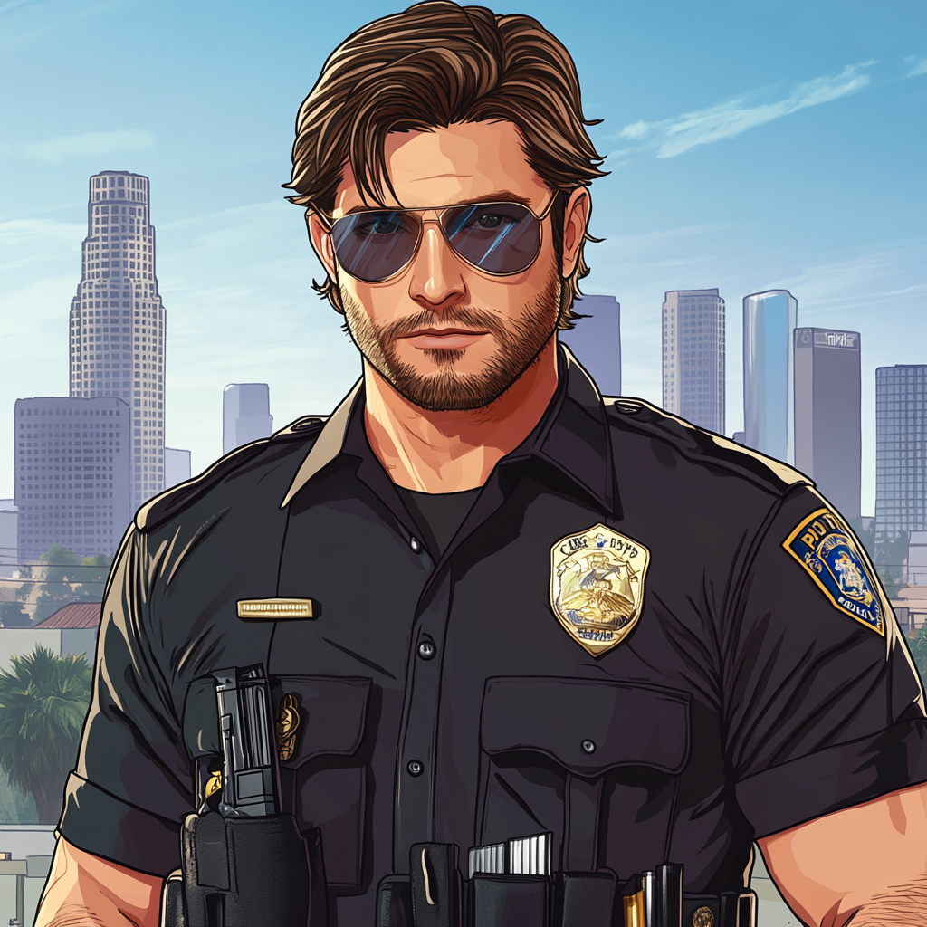 Policeman in LA with GTA V style