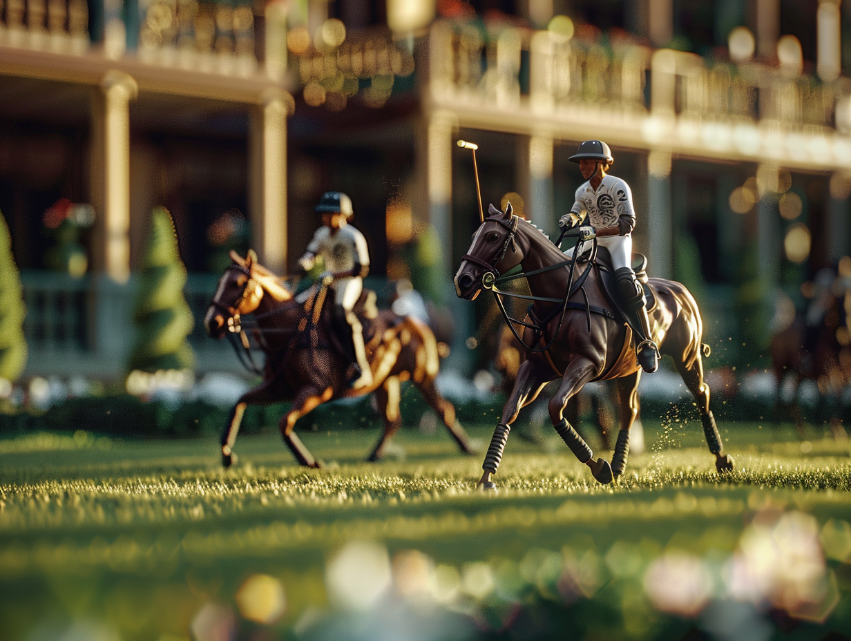 Polo Game: Players on Horseback in Cinematic Style