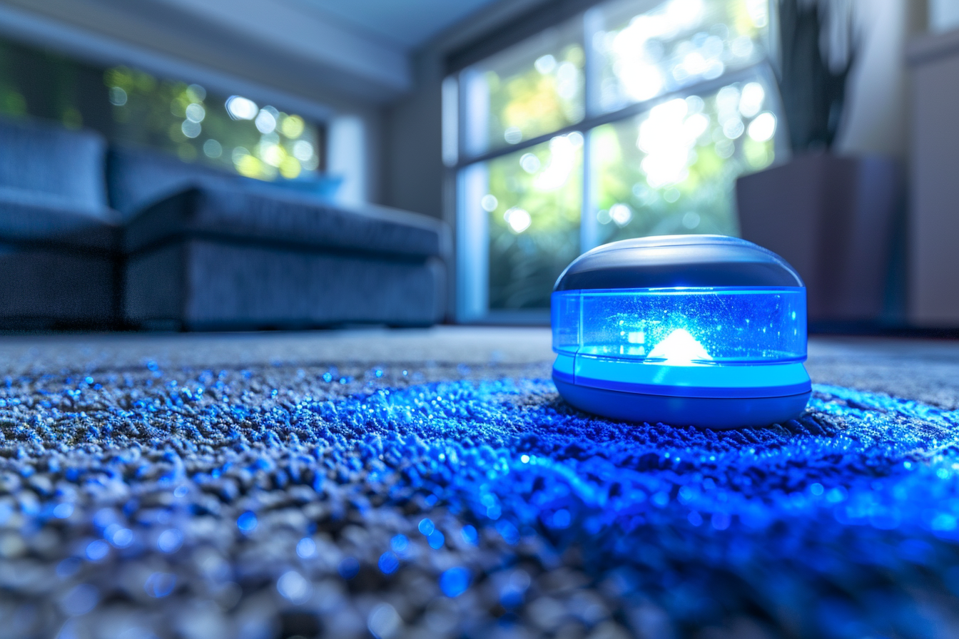 Portable UV Sterilizer on Carpet Ensures Cleanliness