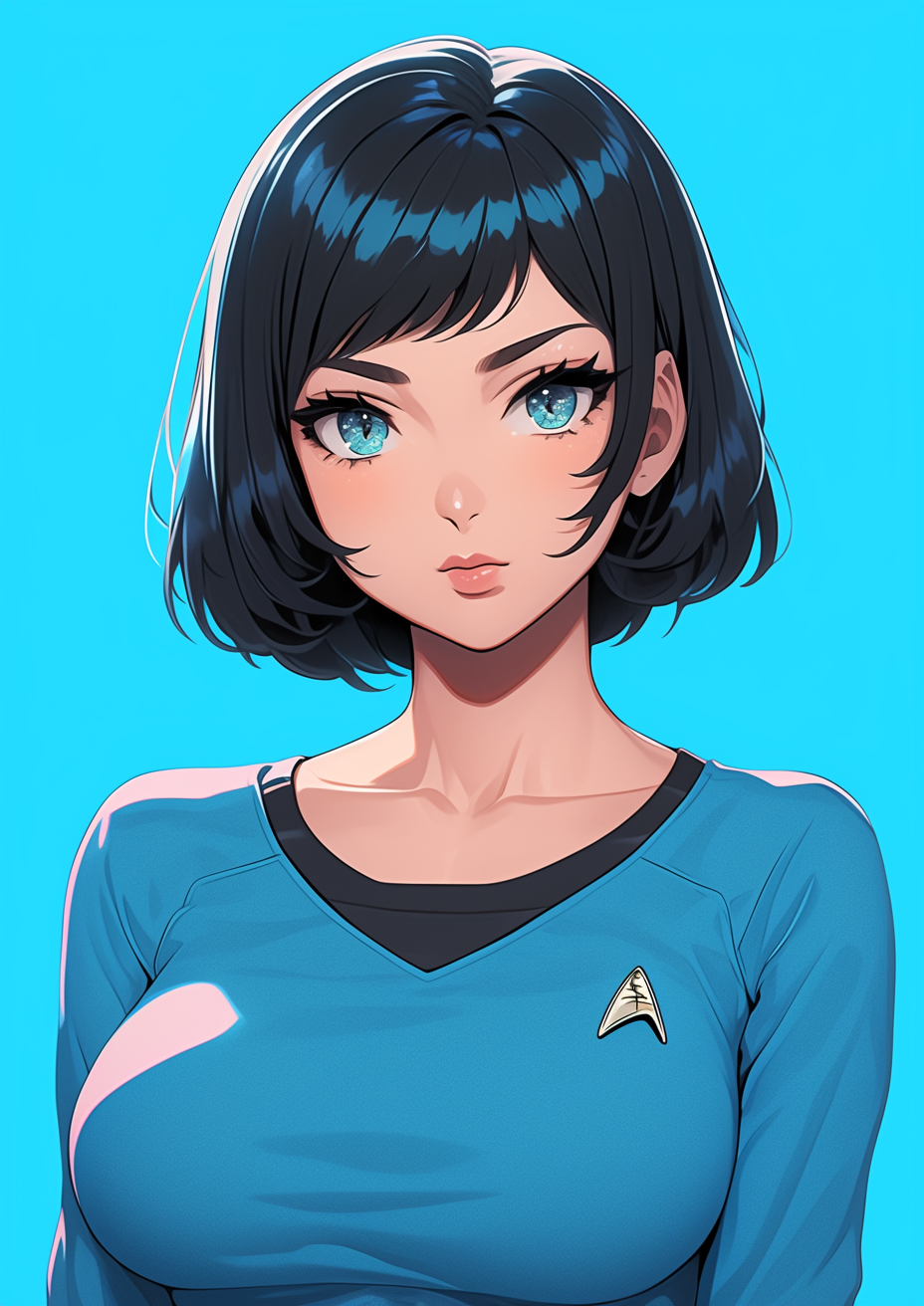 Portrait of Cute Japanese Woman in Star Trek Uniform