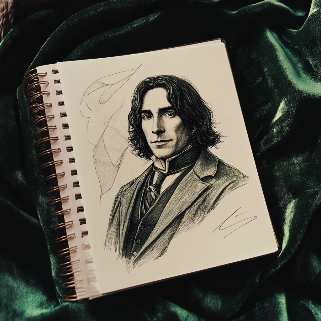 Portrait of Handsome Severus Snape in Pencil Sketch