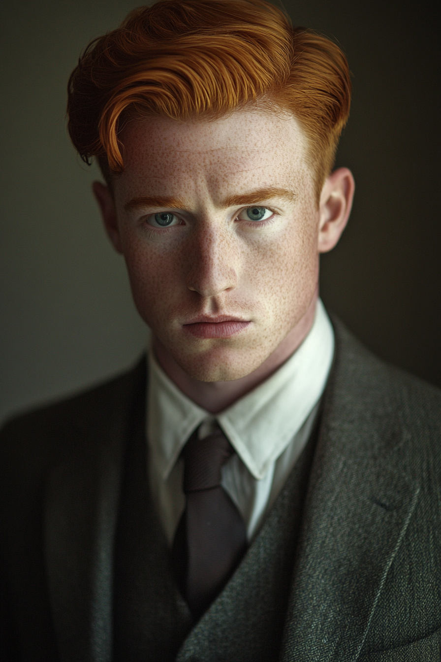 Portrait of Irish Gangster in 1920s with Red Hair.