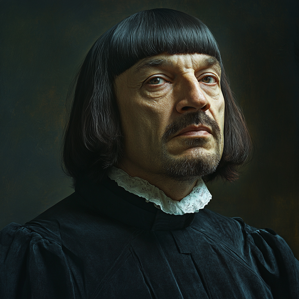 Portrait of René Descartes in GQ magazine cover.