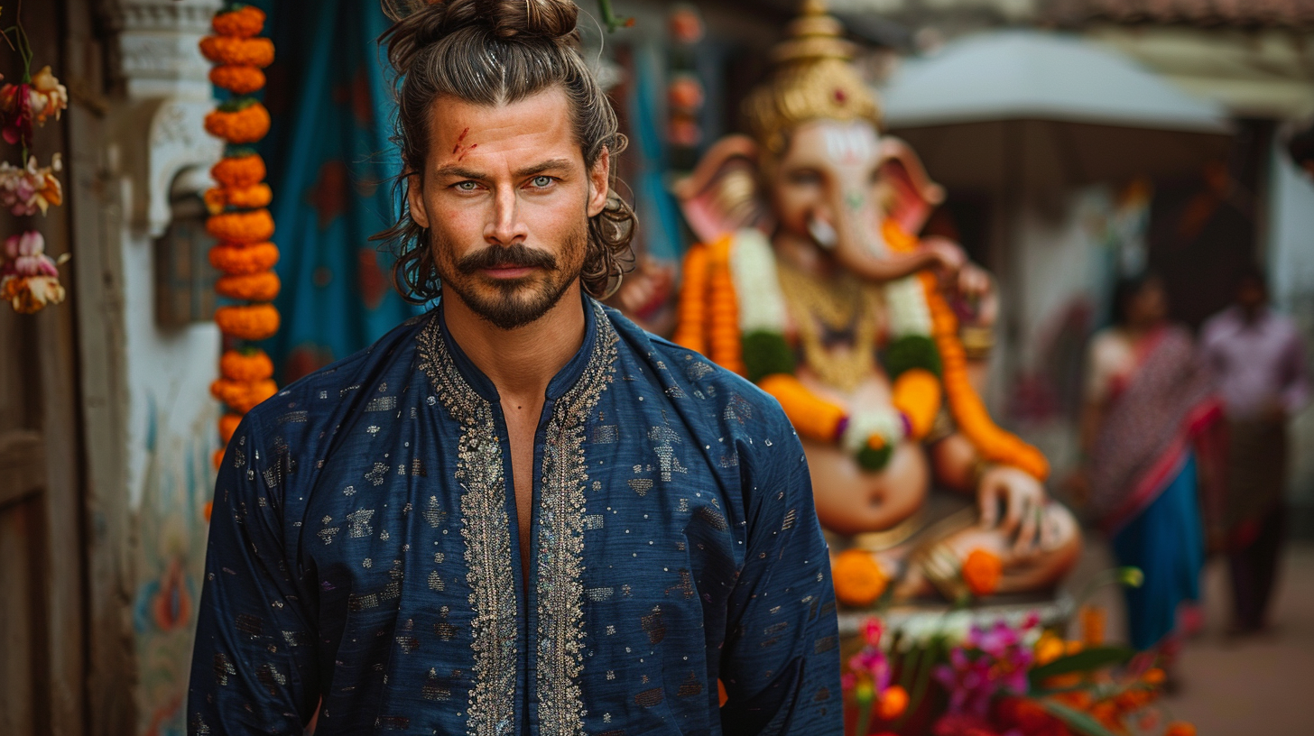 Portrait of Zlatan Ibrahimović at Ganesh festival in India.