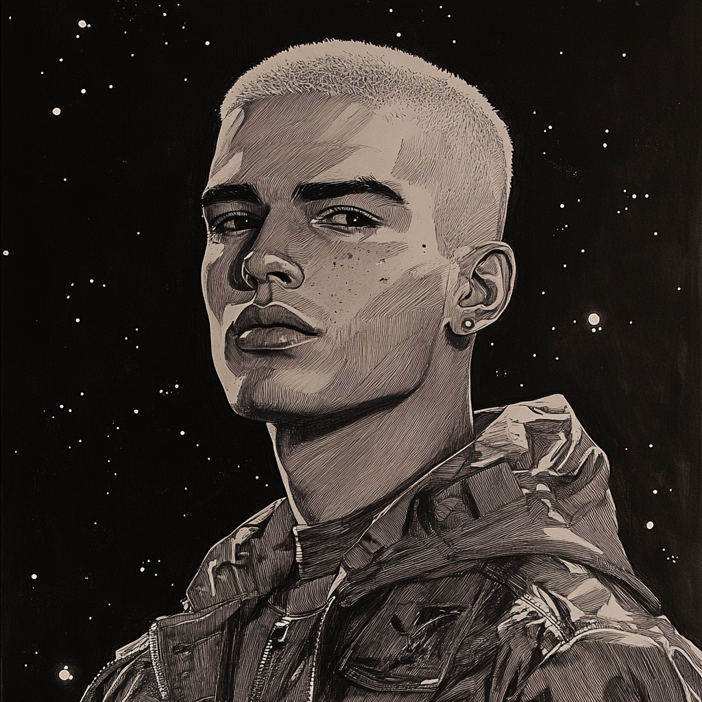 Portrait of a Hispanic male in sci-fi clothes