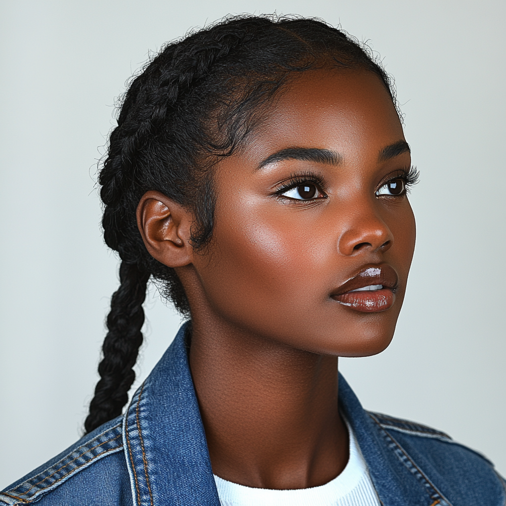 Portrait of a beautiful African woman with braided hair.