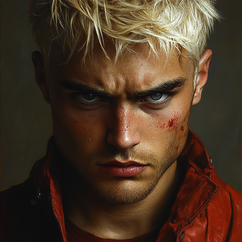 Portrait of a mean, young villain with sharp features