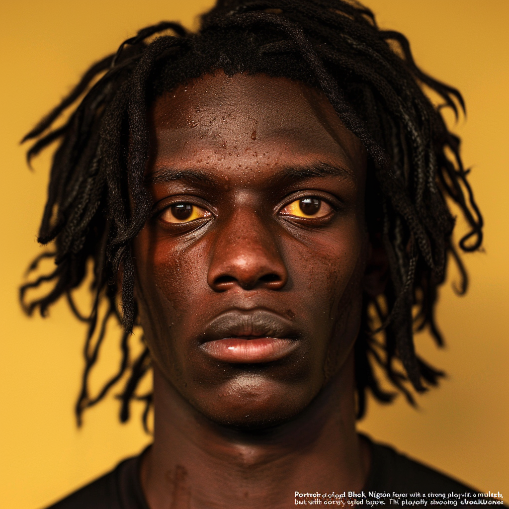 Portrait of serious 18-year-old Black football player.