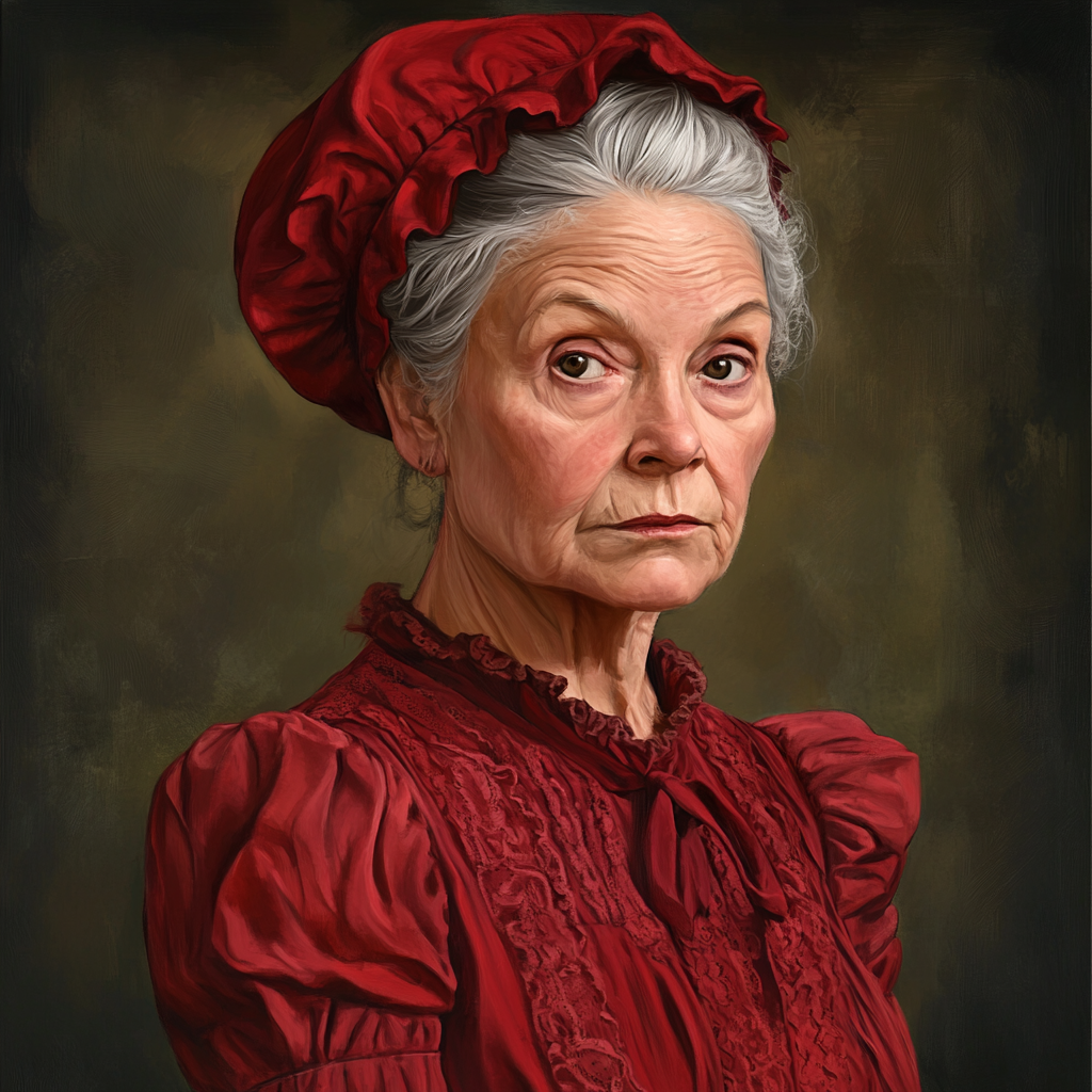 Portrait of stern old noble Slavic lady