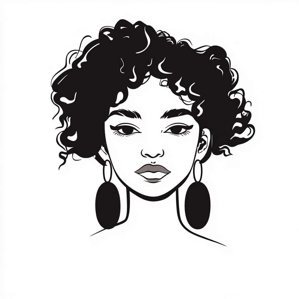 Portrait of woman with curly hair and earrings