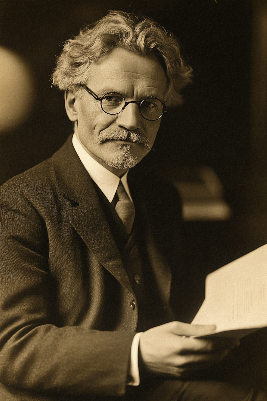 Portrait of young German scientist with papers.