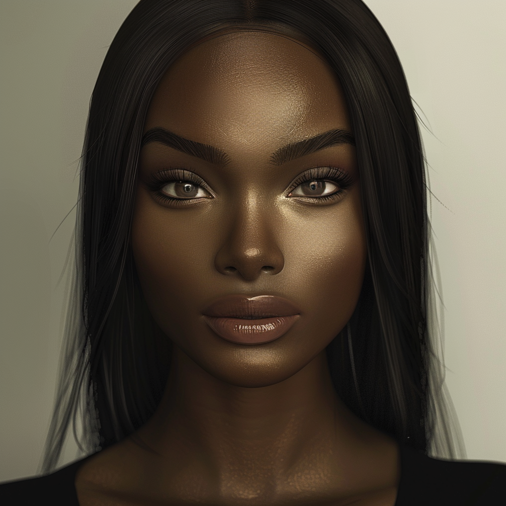 Portrait of young woman with beautiful melanin-rich skin.