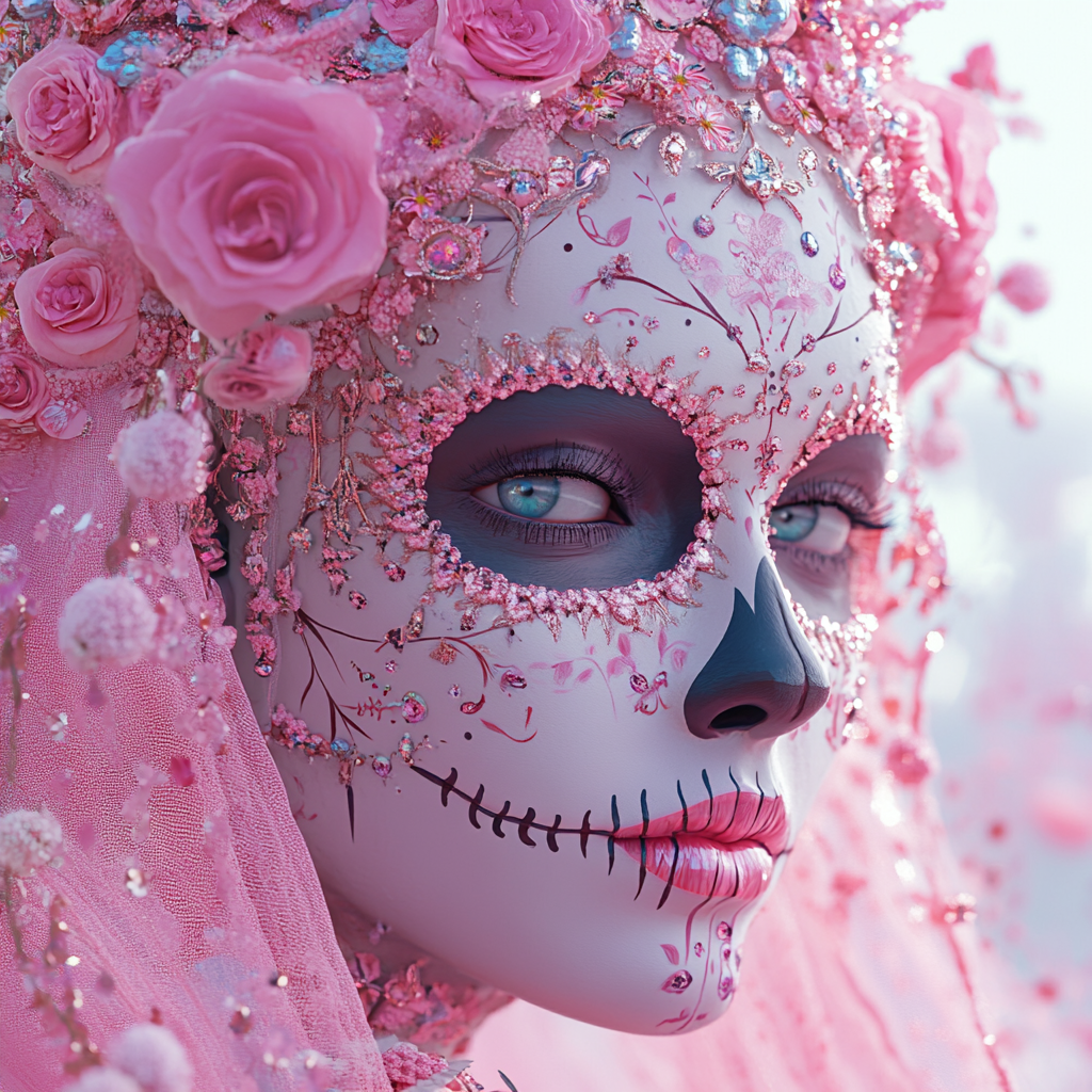 Princess in Dia de los Muertos-themed magical illustration.