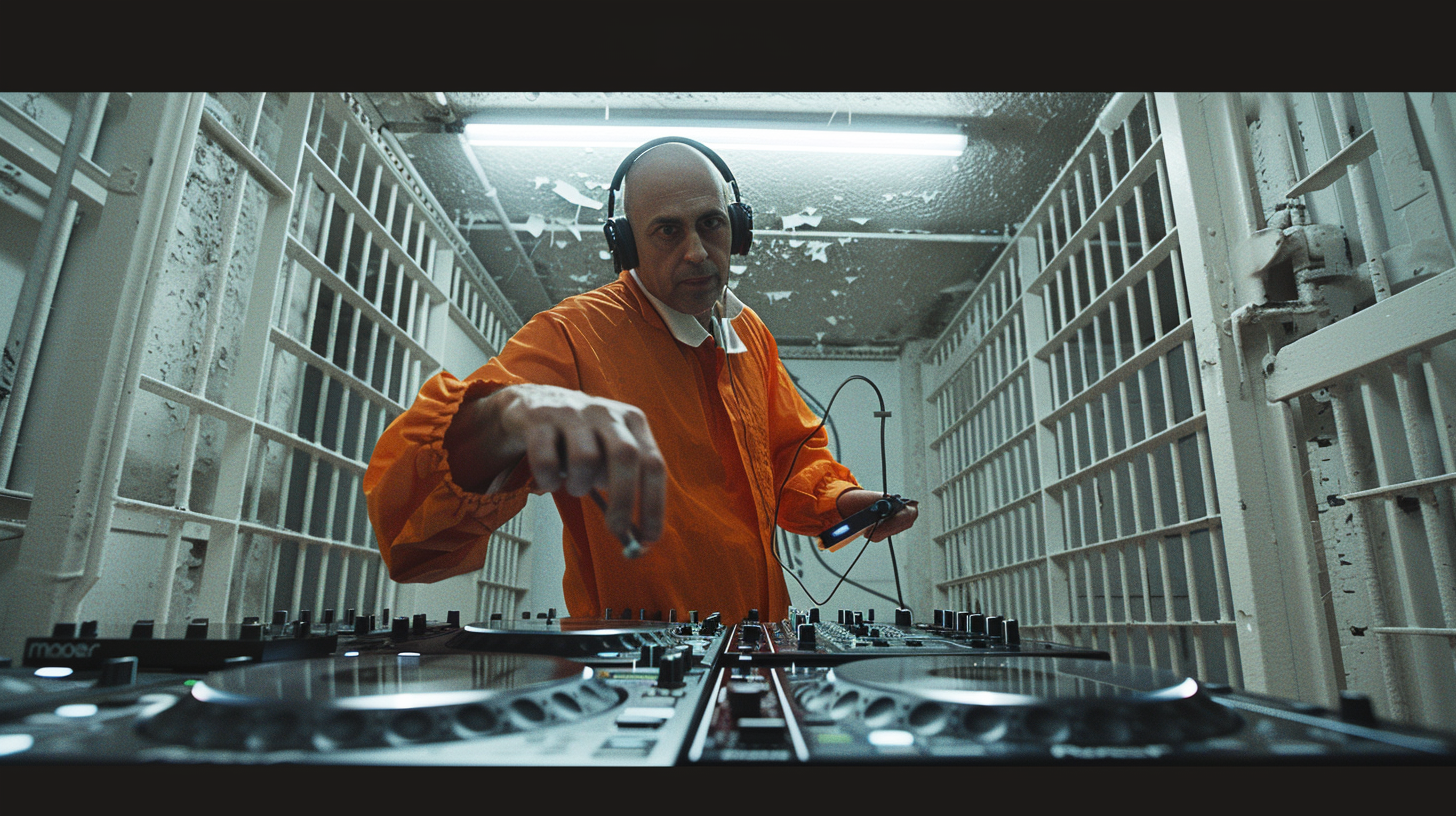 Prisoner DJing in White Cell on CDJ 2000s