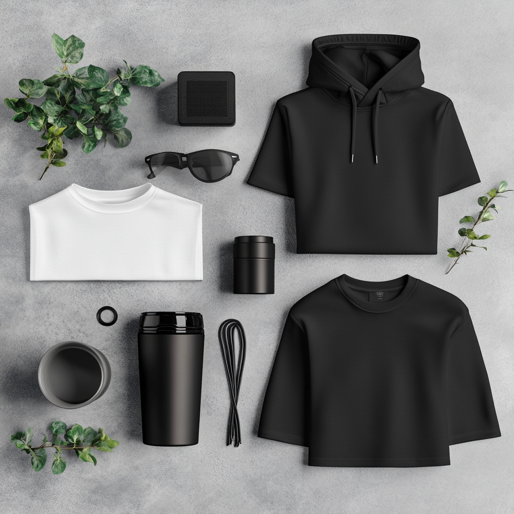 Professional bundle with blank clothes and mugs