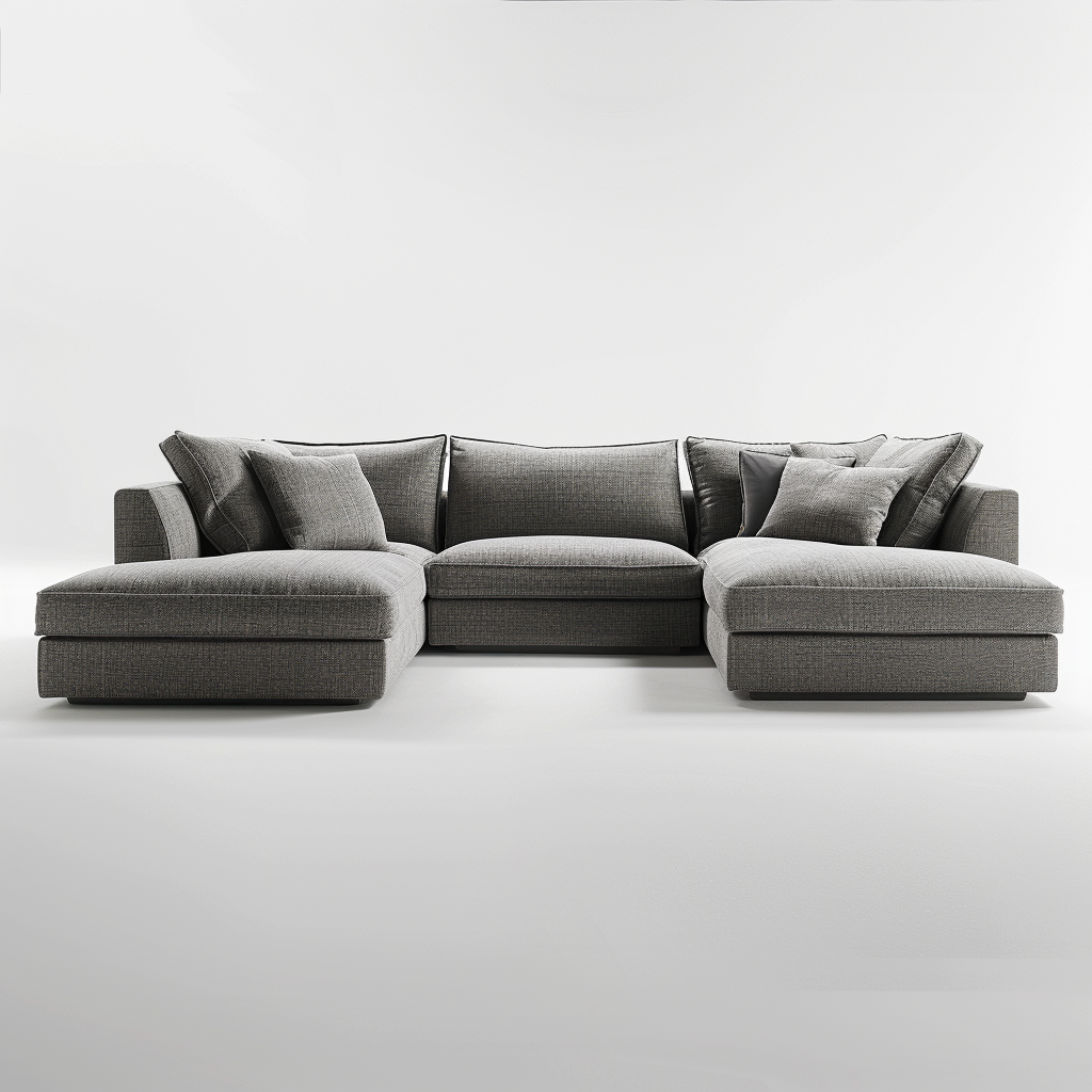 Professional corner look photo on white background with sofa.