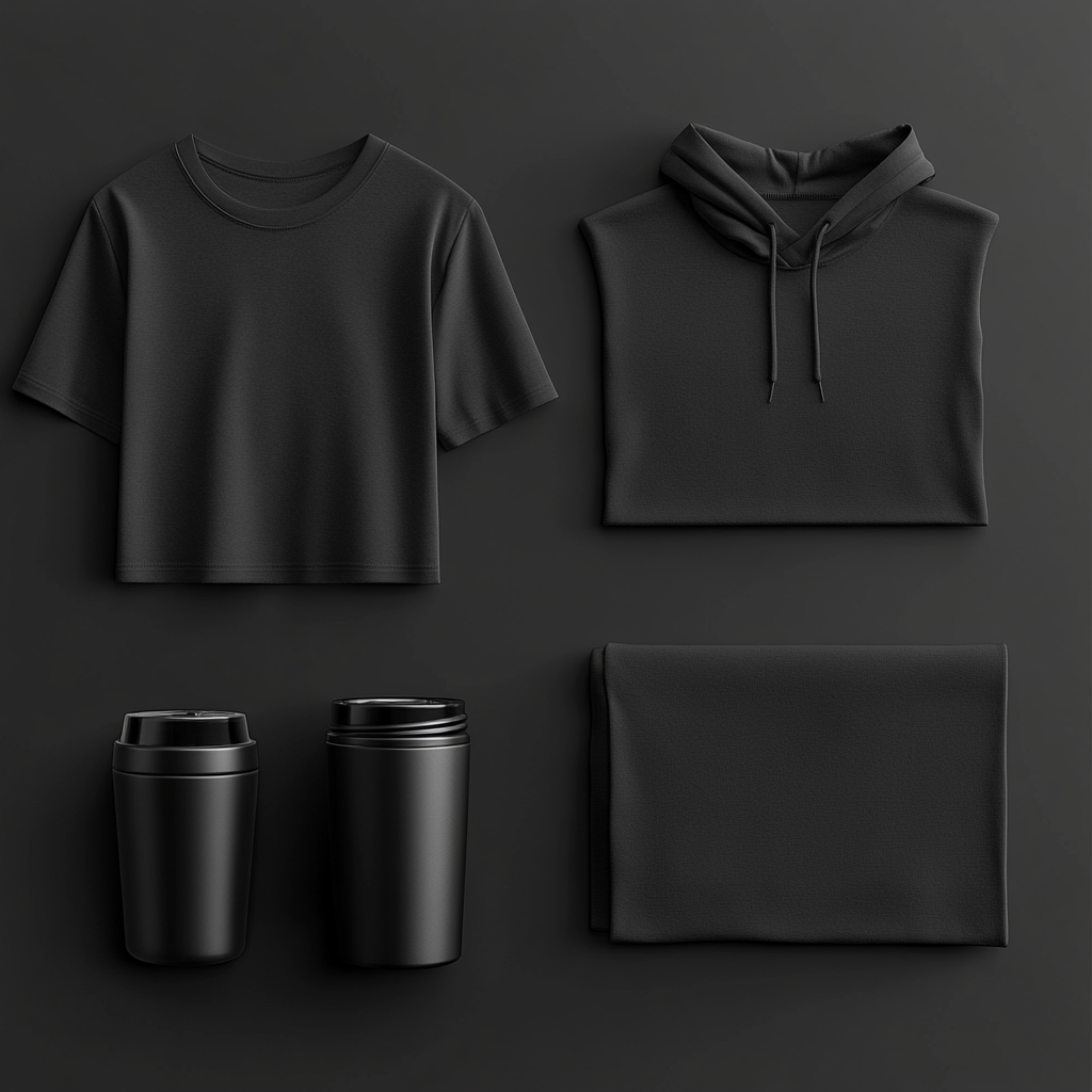 Professional image of blank T-shirt, mug, and hoodie