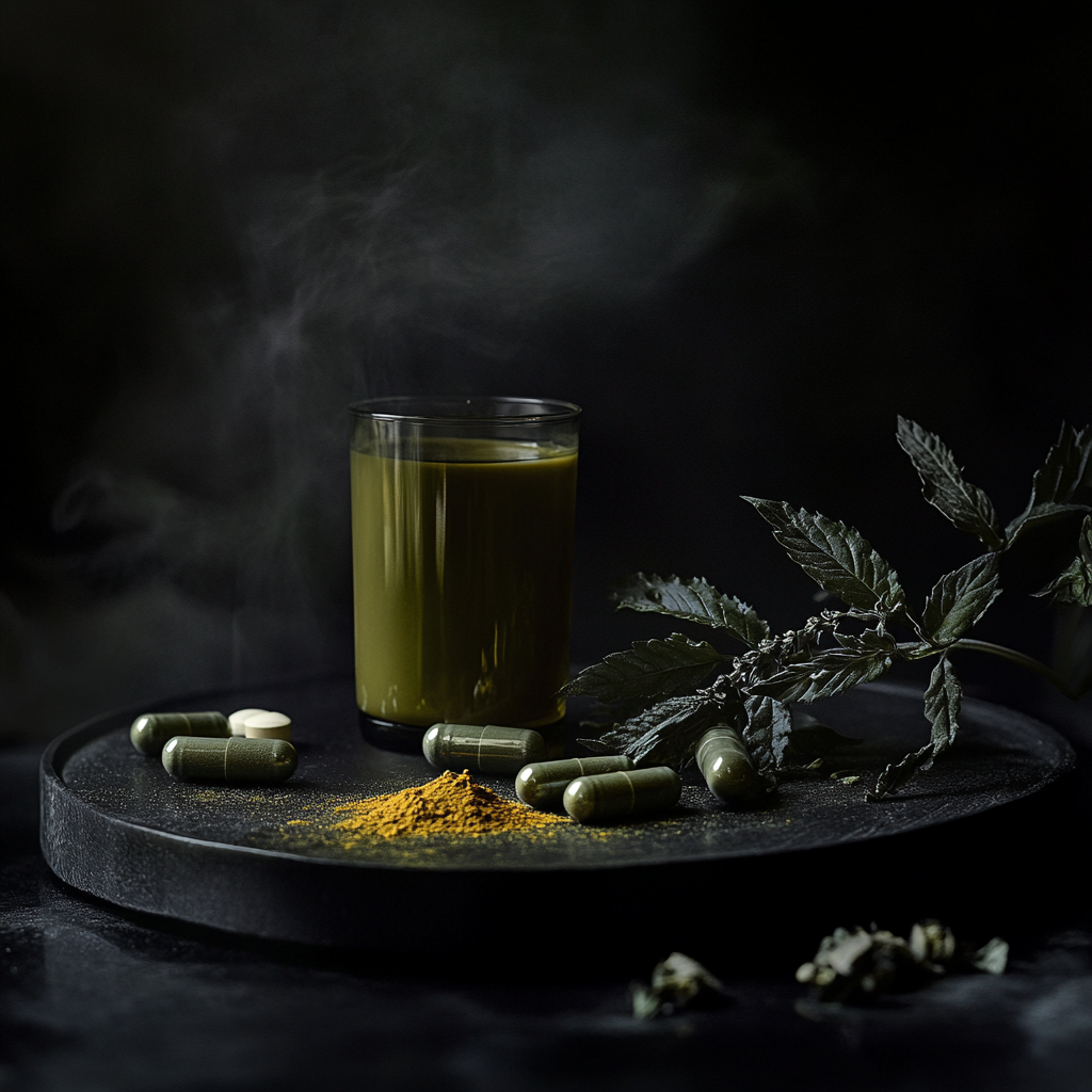 Professional photographer documents herbal supplement in hyper realistic 16k.