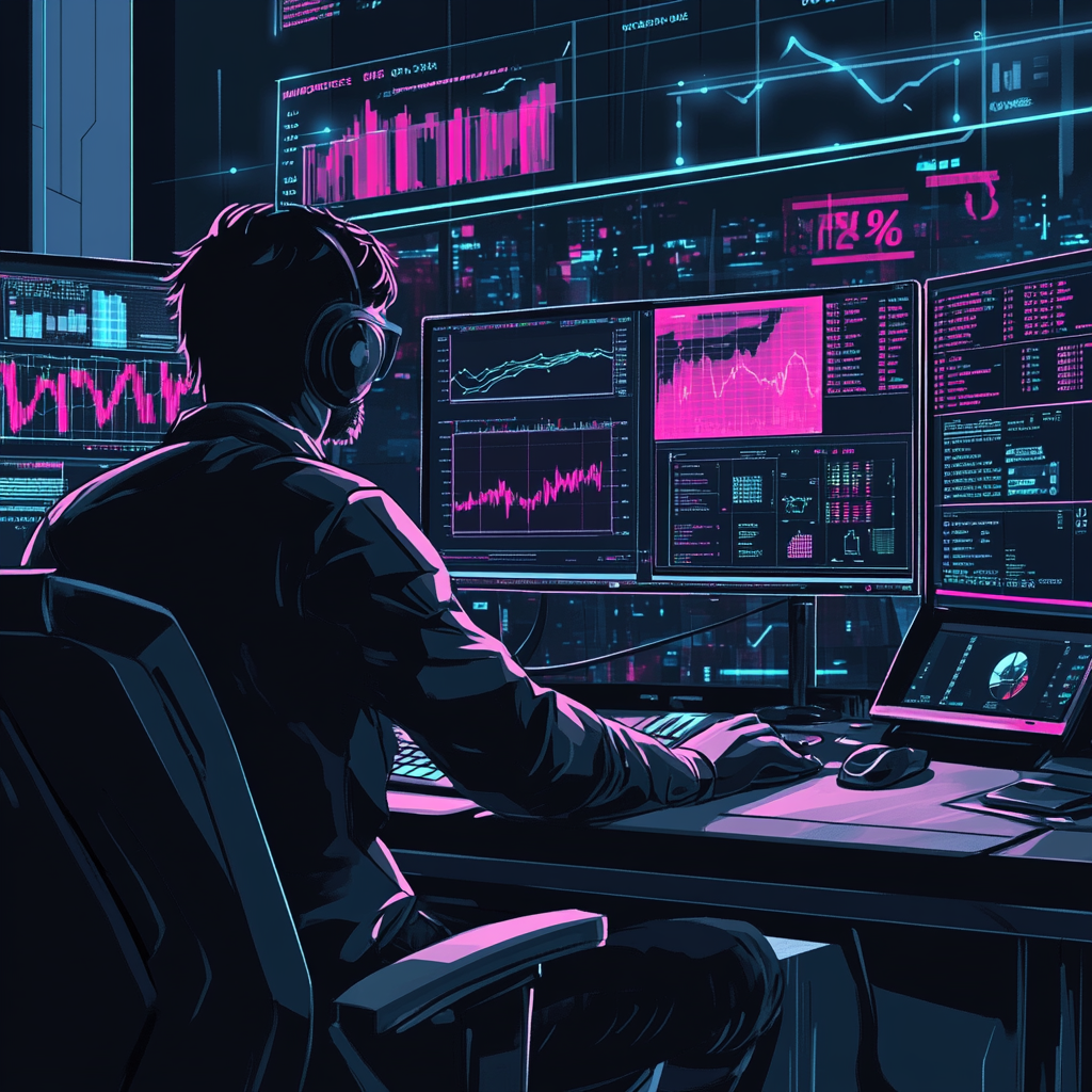 Professional with charts in modern office, displaying success