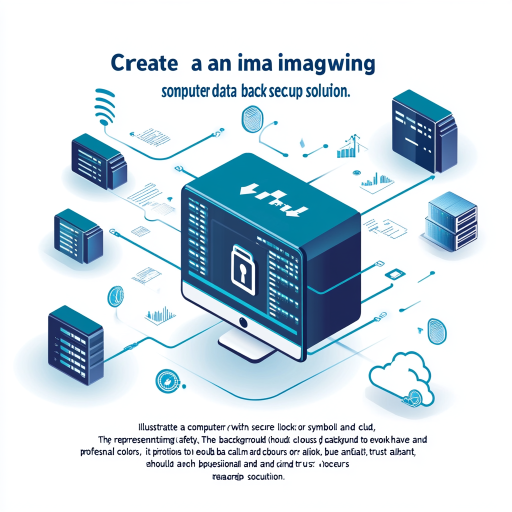 Protected computer with lock, cloud icons secure data