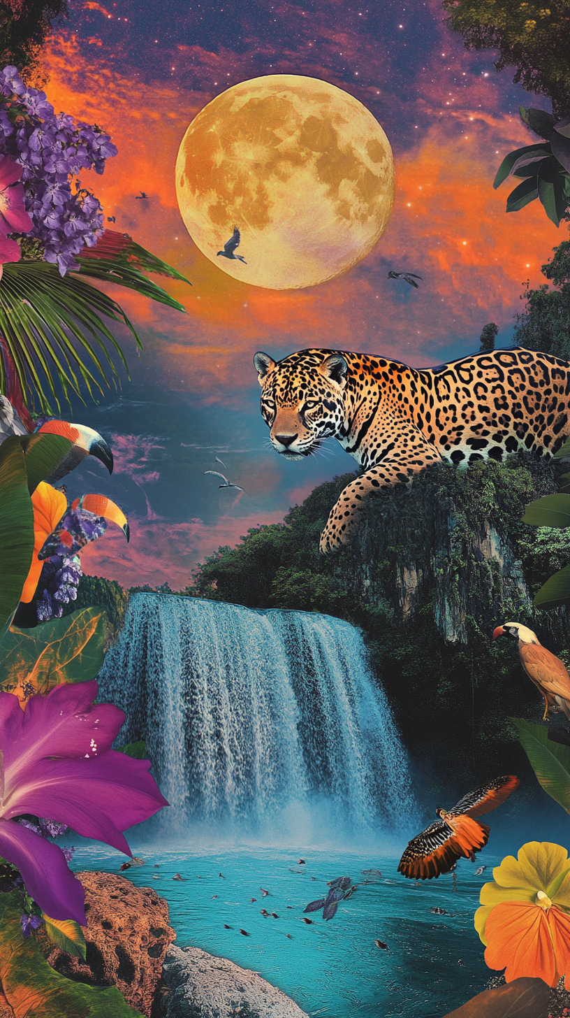 Psychedelic Jaguar Roaming in Alien World