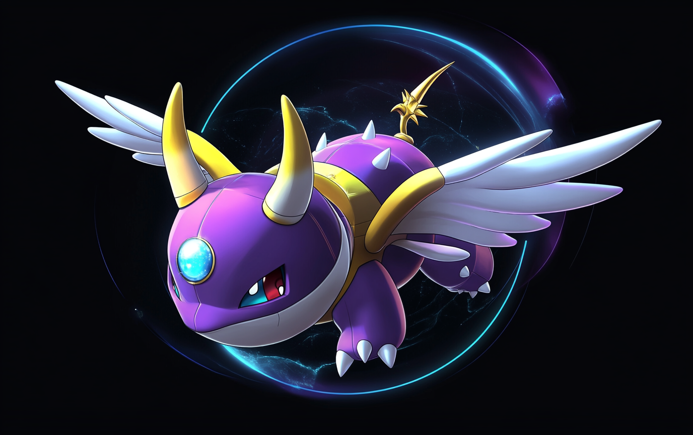 Purple and Yellow Pokémon 3D Render Design Concept