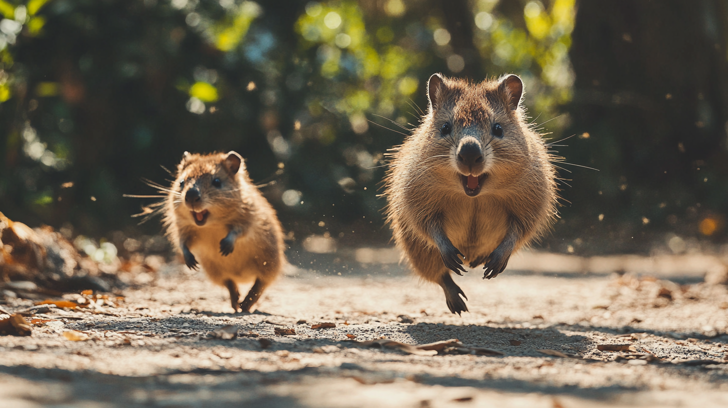 Quokka mother leaves crying baby behind camera.