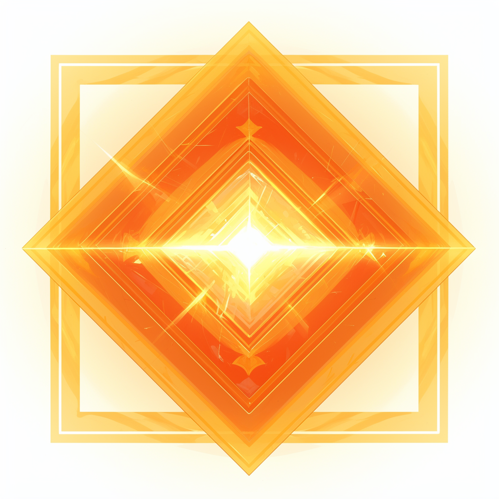 Radiant, glowing pyramid from above in vibrant orange.